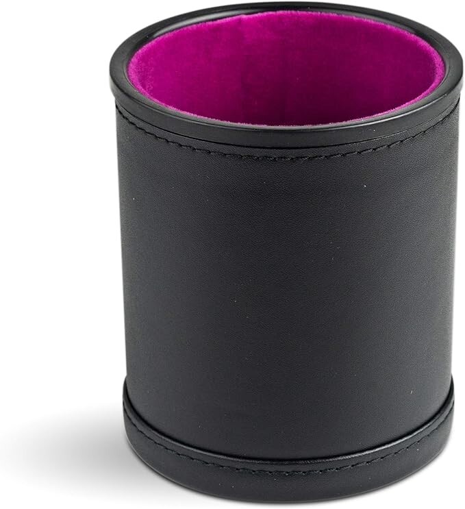 Leather Dice Cup with Purple Felt Lining