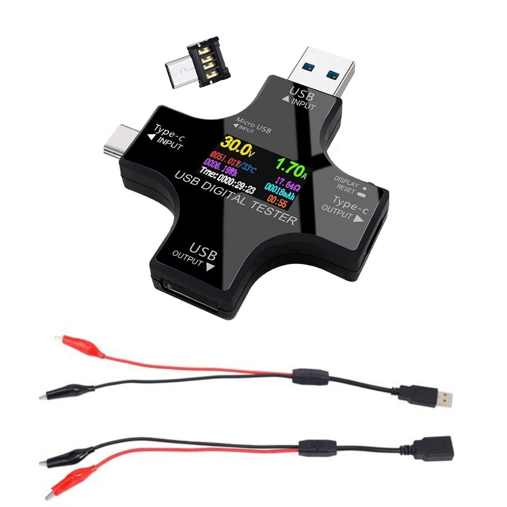 8 IPS Multiple Color Screen USB Power Meter Accepts Maximum Current: 5.1A