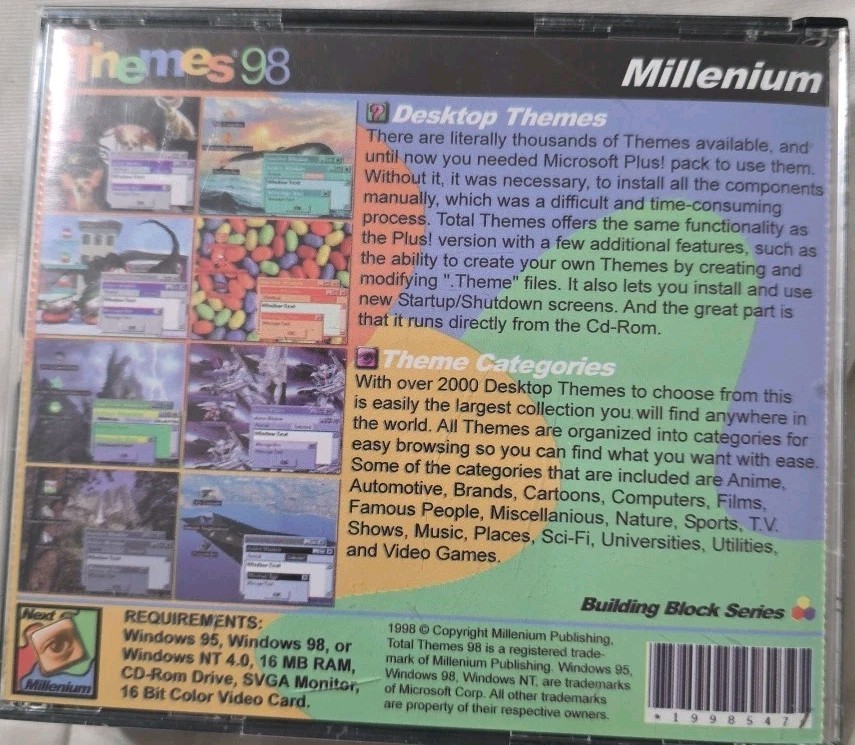 Total Themes 98 PC Software Millenium Win95/98 Desktop Themes