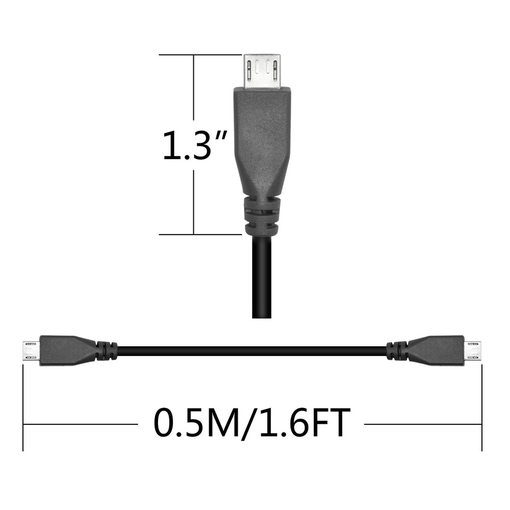 Micro USB Charging Data Cable, 0.5M/1.6FT 2.0 0.5M/1.6FT, Grey