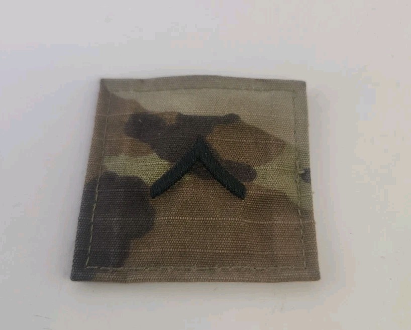 US Army Multicam Private PV2/ E2 OCP Camo Uniform Rank Tab Patch Hook & Loop