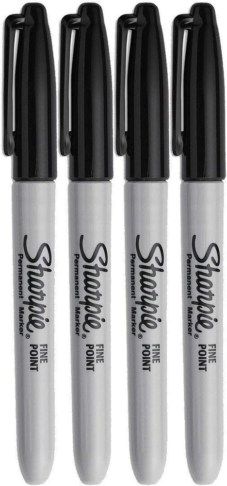 Permanent Markers, Fine Point, Black Ink 4-Pack
