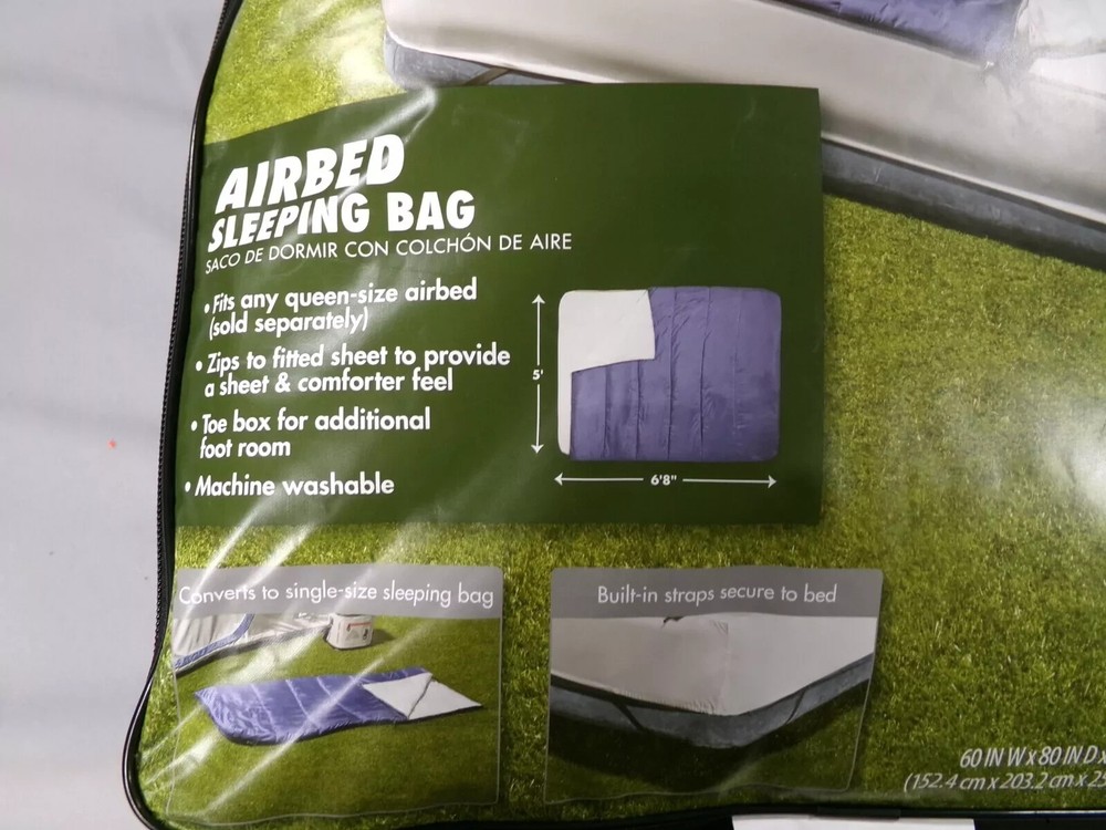 Ozark Trail 50-Degree Rectangular Single Sleeping Bag Convert Airbed Cover Queen