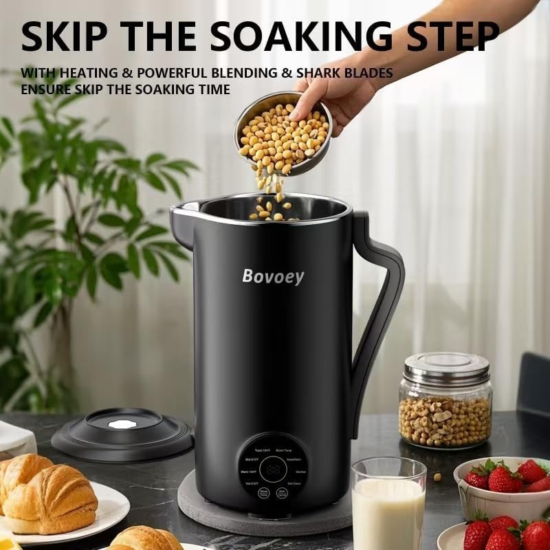 40oz Automatic Nut Milk Maker with Delay Timer & Self-Clean – Ideal for Families