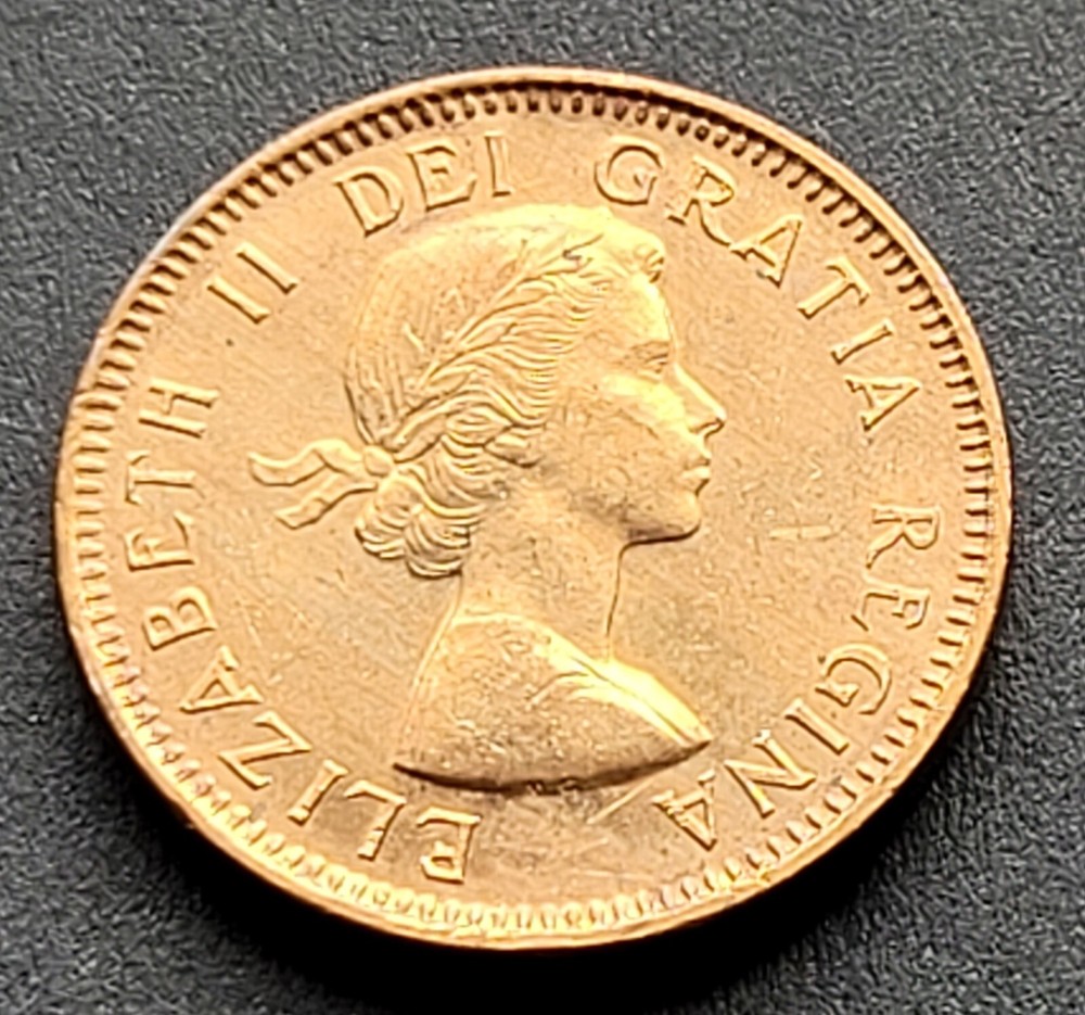 *** CANADA ONE CENT 1954 HANGING 4 *** 90% RED AVERAGE ***