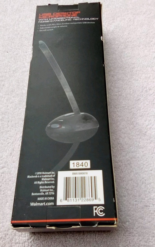 Brand New Blackweb # BWA18HO01 USB Desktop Microphone for Computers PC or MAC