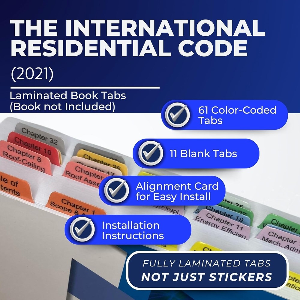 Book Tabs for The International Residential Code 2021. Laminated,...