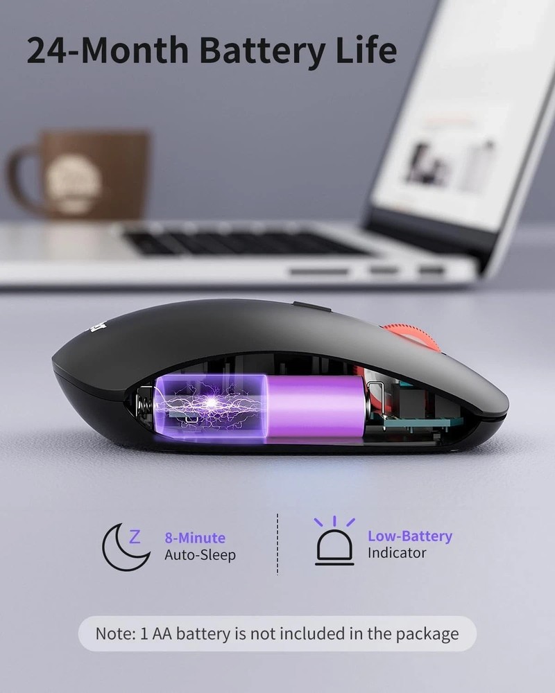Wireless Mouse, 2.4G Slim Mini Cordless Computer Ergonomic black