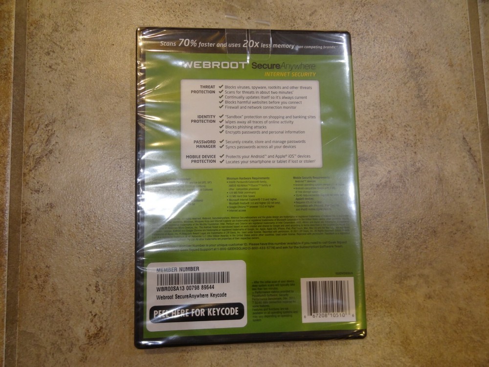Webroot Secure Anywhere Internet Security WINDOWS 8 Compatible PC Mac or Mobile