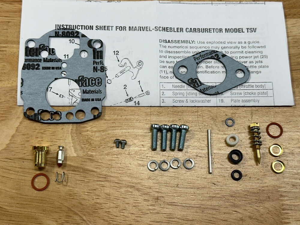Massey Harris Pony Marvel Schebler TSV16 & 24 Basic Carburetor Rebuild Kit