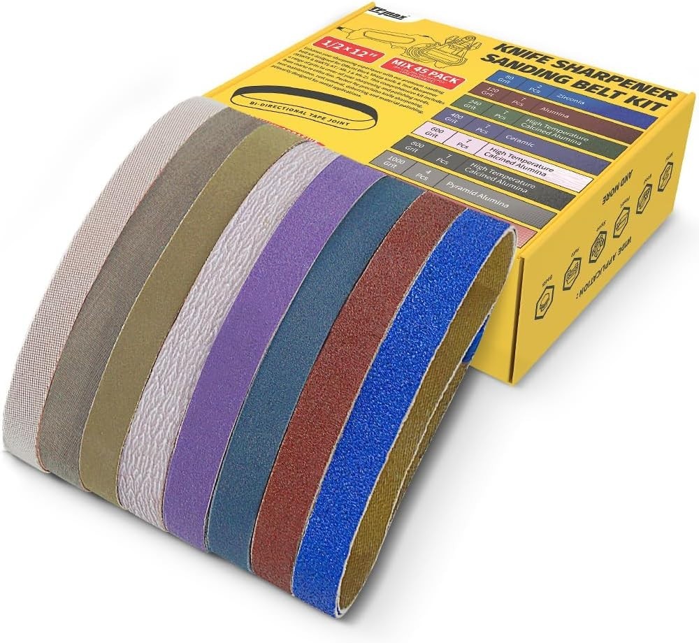 45-Piece 1/2" X 12" Knife Sharpener Sanding Belt Kit for Work Sharp Knife & Tool