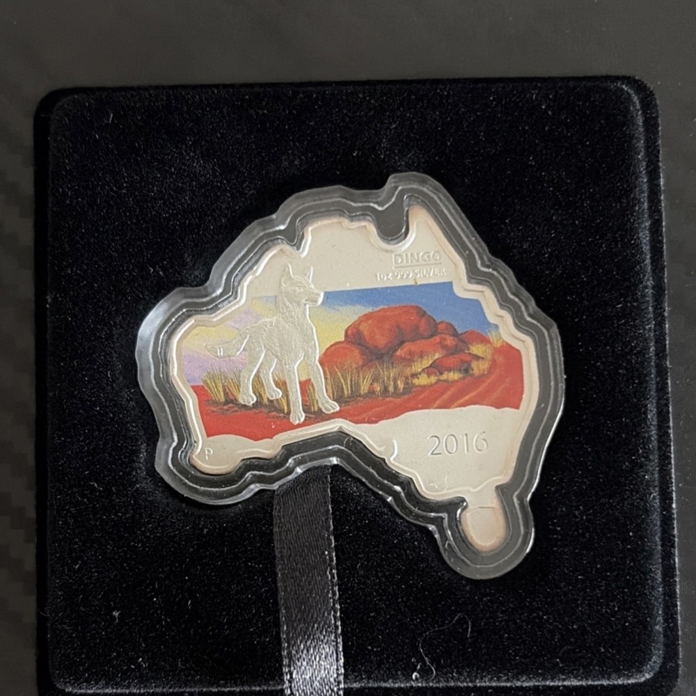 Perth Mint 2016 Map Shaped Dingo 1oz Silver Commemorative Coin #0117