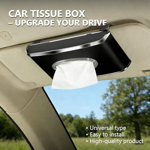 Leather Car Tissue Box for Car Interior, Multi-Function Tissue Black Hanging