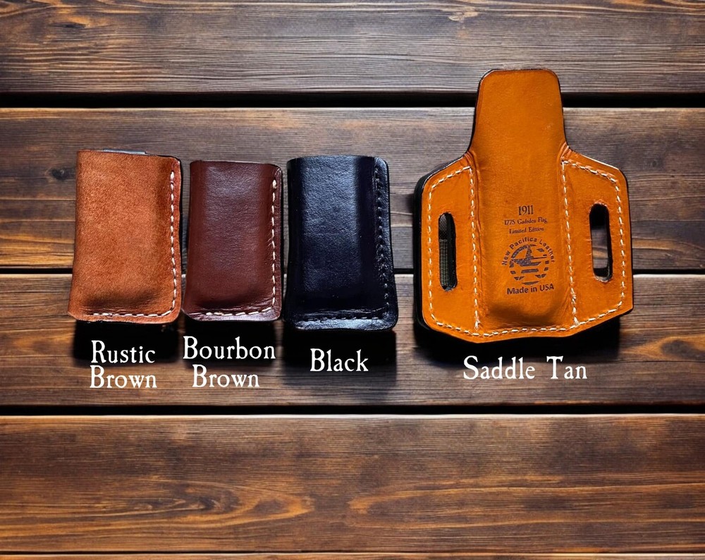 Leather Molded Magazine Holder with Belt Loop, Ambidextrous, Wear On Either Side