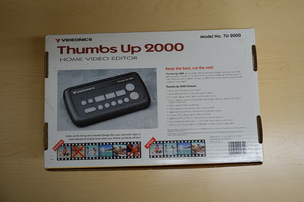 Videonics Thumbs Up 2000 Home Video Editor Model:TU-2000(Box & Cables & manuals)