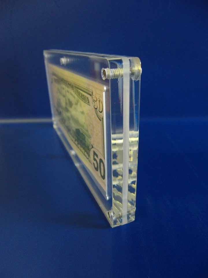 Acrylic Single Bank Note Frame Plastic Money Holder Currency Display Dollar Case