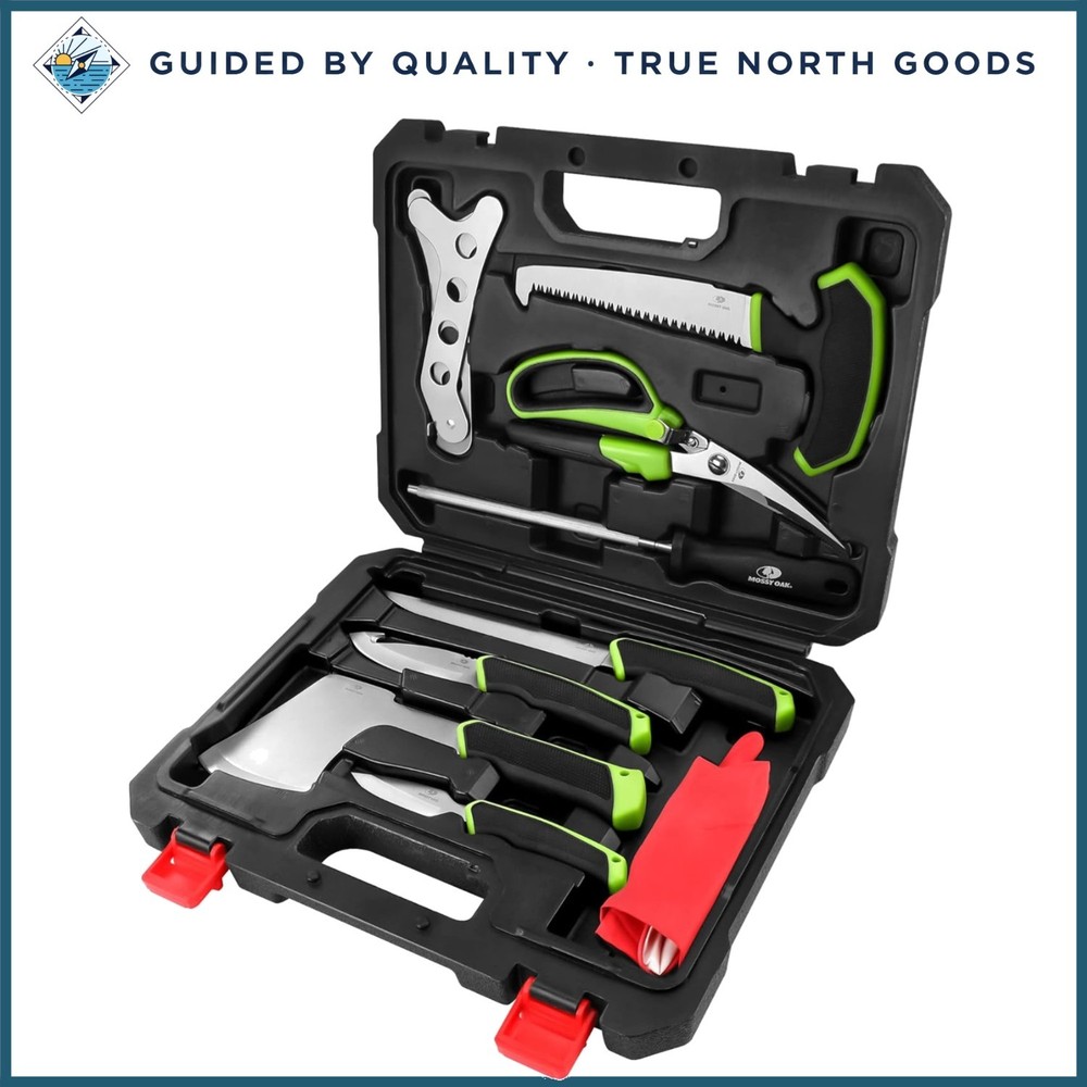 10-Piece Game Processing Kit with Storage Case for Butchering and Camping