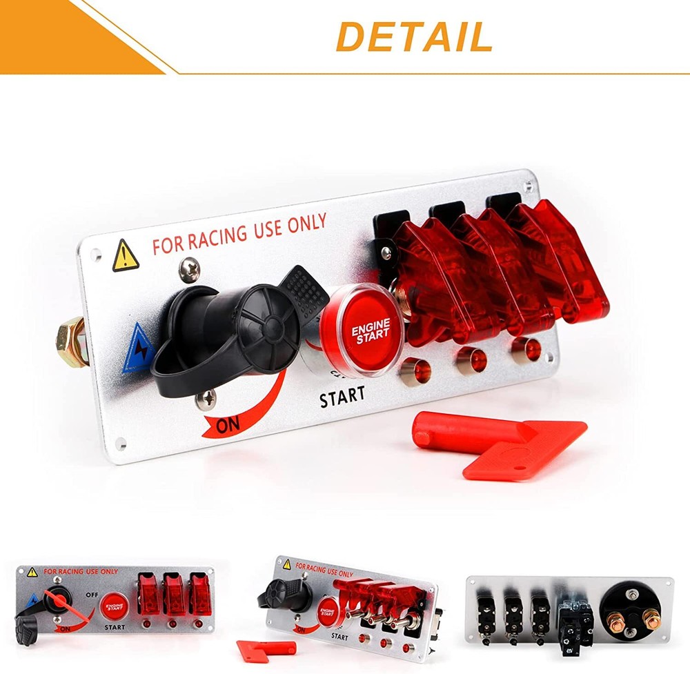 Racing Car 12V Ignition Switch Panel LED Toggle Switch Engine Start Push Button
