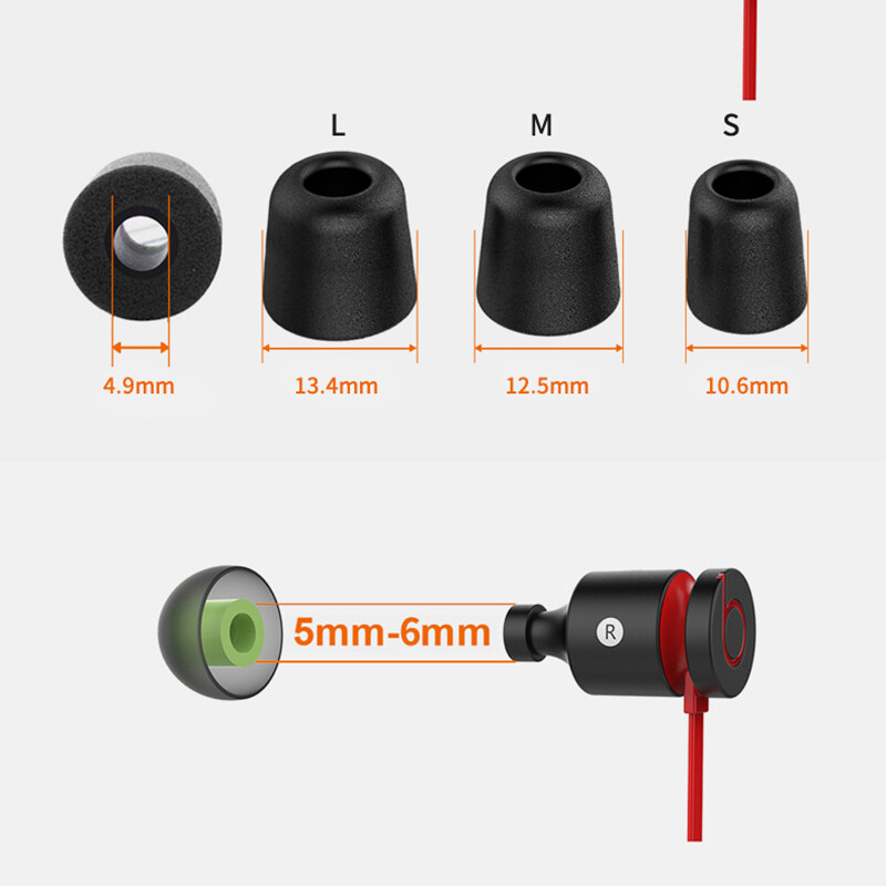 6 Pair Memory Foam Ear Tips Premium Ear Tips Silicone Replacement Earbud Earbuds