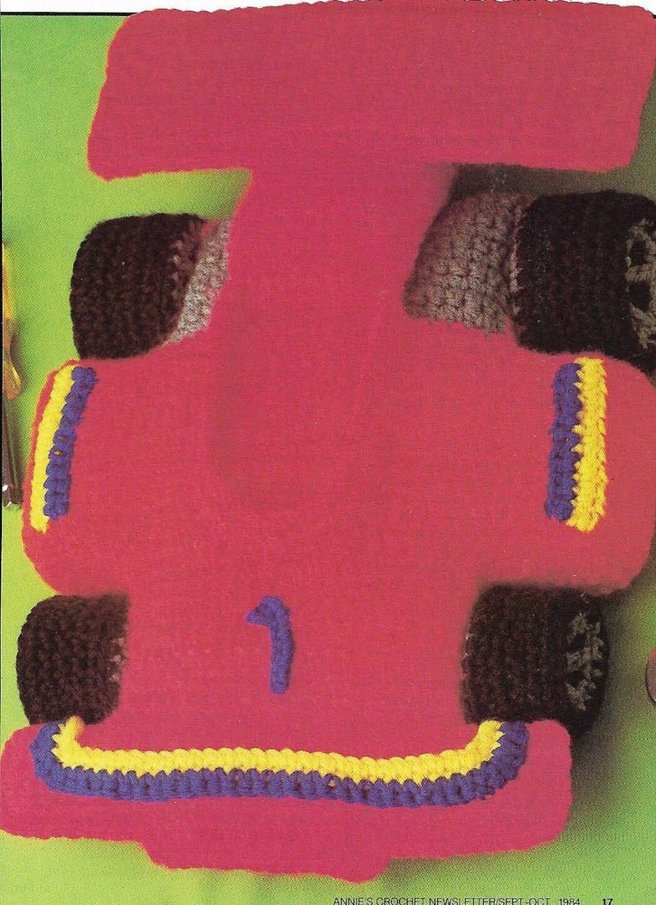 RACE CAR PILLOW HOME DECOR DIGEST SIZE CROCHET PATTERN INSTRUCTIONS