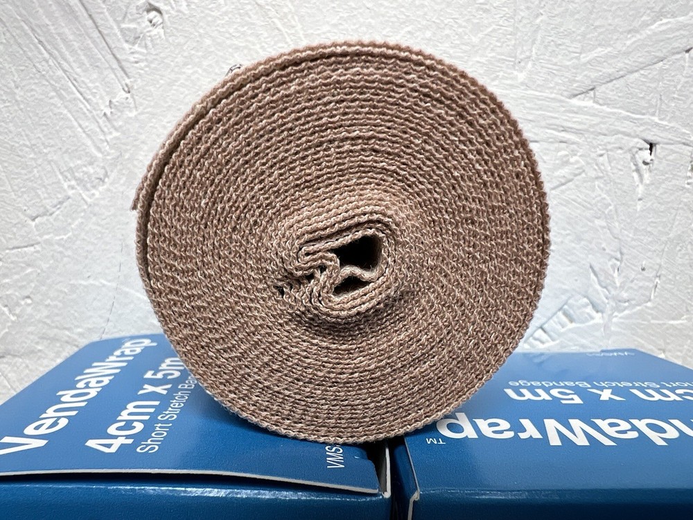 VendaWrap Short Stretch Compression Bandage 100% Cotton - 5 Rolls (4cm x 5m)