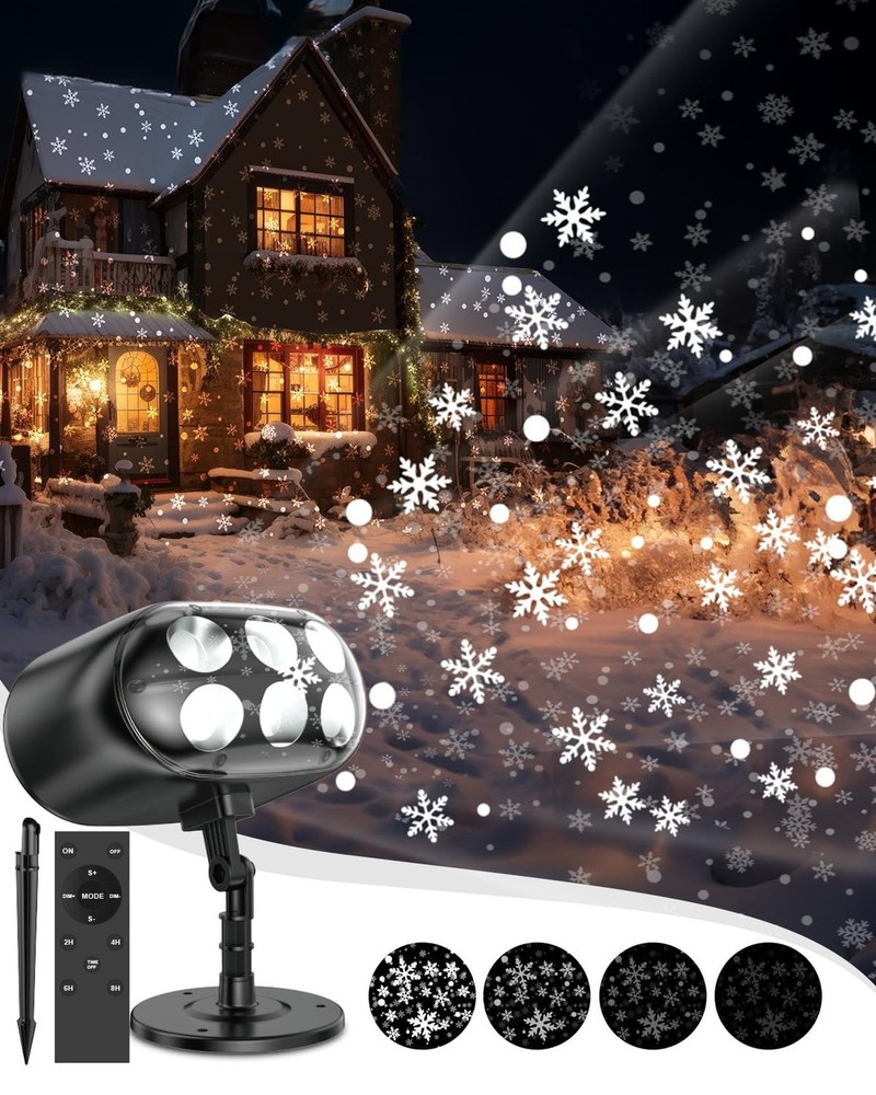 Snowflake Projector Lights with Remote, Timer, Dimmer, IP65 Waterproof丨Ch
