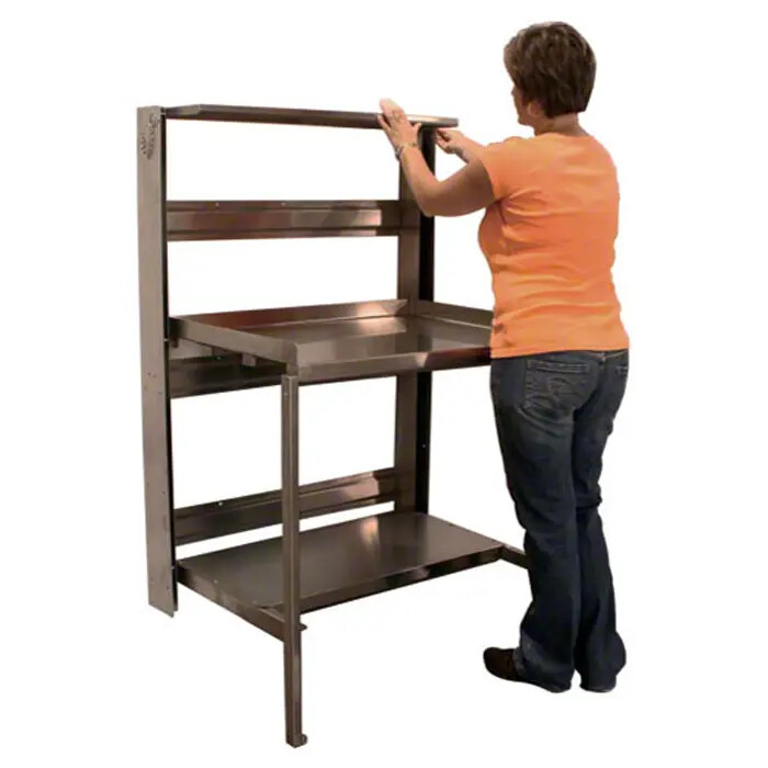 48" Retractable Stainless Prep Station Table with Undershelf