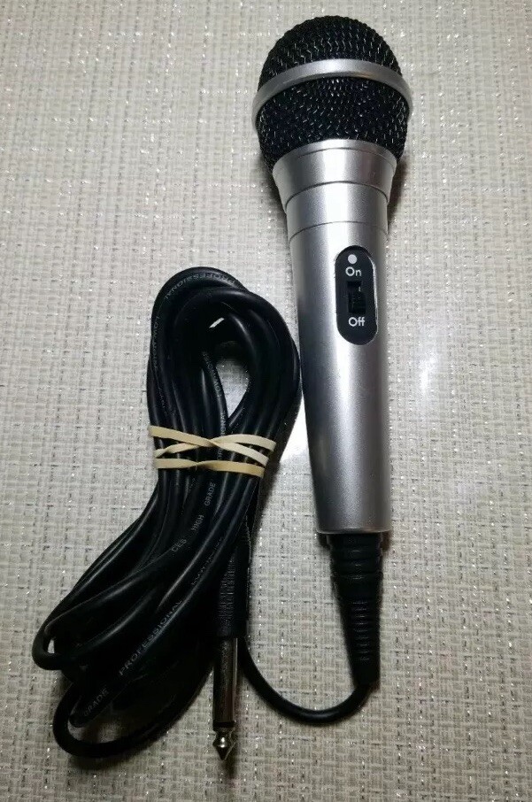 CES High Grade Professional Low-Noise Cable Microphone On Off Switch Silver