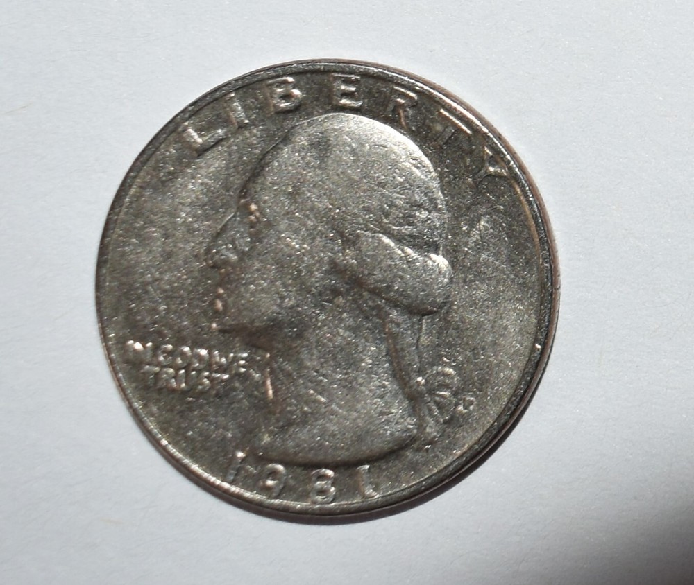 1981 P Quarter Filled Mint Mark Filled Lettering, Die Clash, DD Multi Error