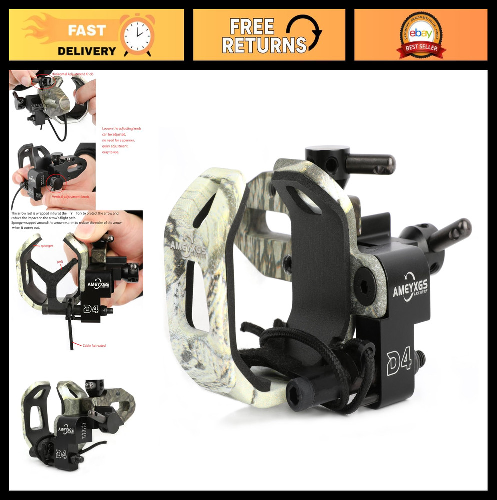 Adjustable Drop Away Arrow Rest for Right Hand Compound Bow - Full Containment,