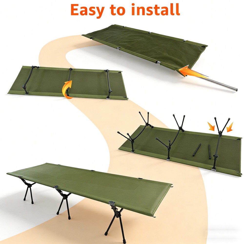 Portable Folding Camping Cot with Carry Bag, Versatile Backpacking Bed