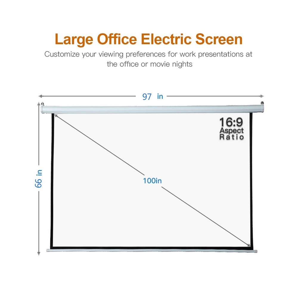 Auto Motorized Projector Screen 100 inch 16:9 HD Diagonal with Remote Control...