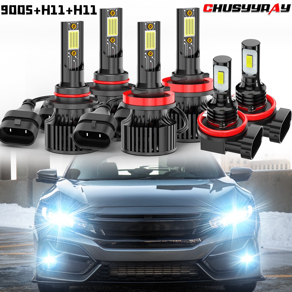 for 2016-2020 Honda Civic 6000K LED Headlight High&Low Beam Fog Light Bulbs Kit