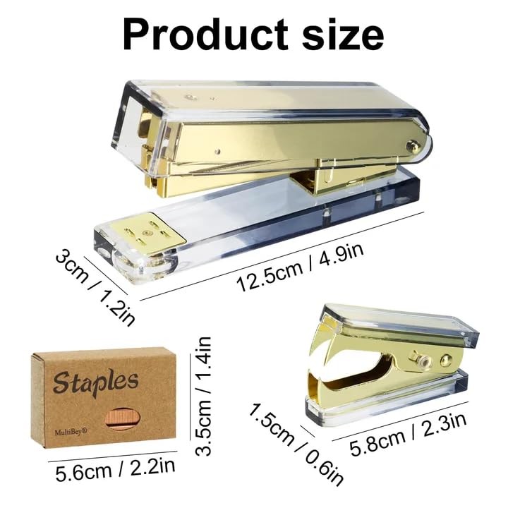 Multibey Gradient Acrylic Stapler Set, 25 Sheet Capacity Desktop Stapler with...