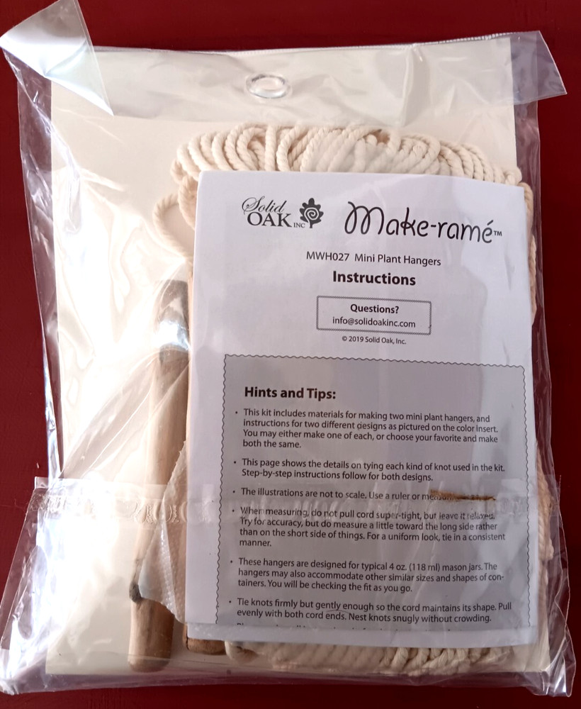 Solid Oak Macrame Plant Holder Hanger Kit Brand NEW