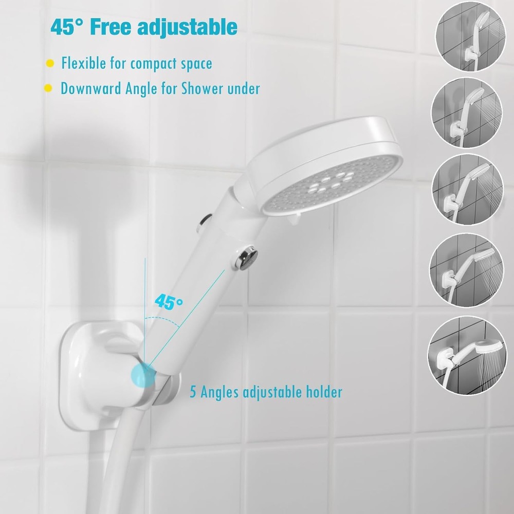Handle held Shower Head Holder - 5 Positions Adjustable - Gloss White