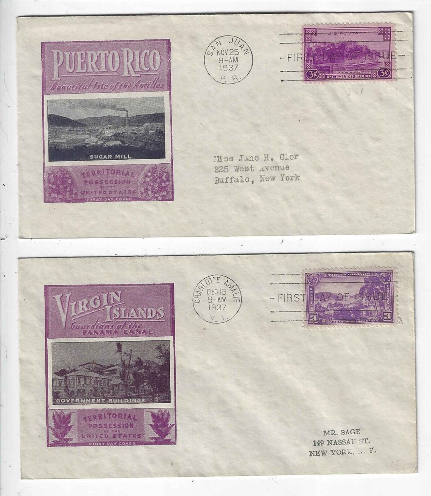 FDC's #799-802 Possessions - 1937 Ioor