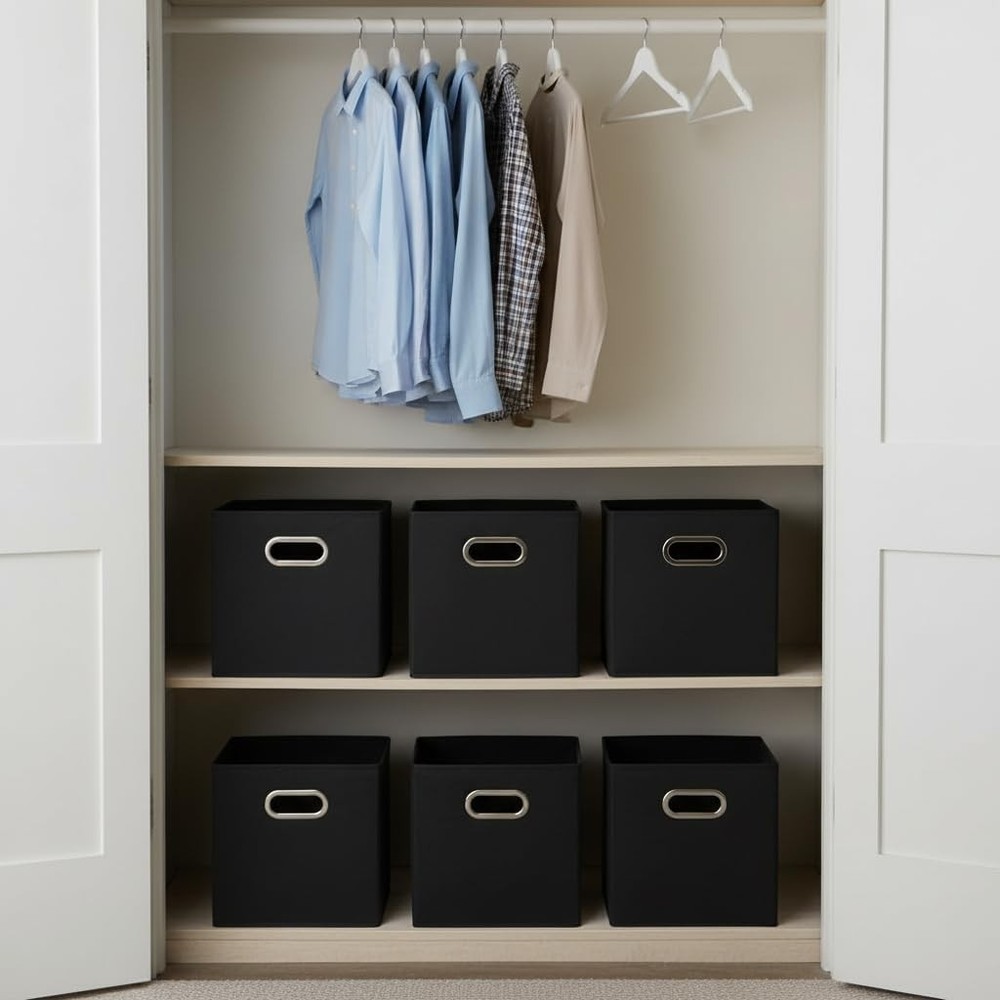 Household Essentials Foldable Fabric Storage Cubes 6-Pack – 11X11X11 Stackable N