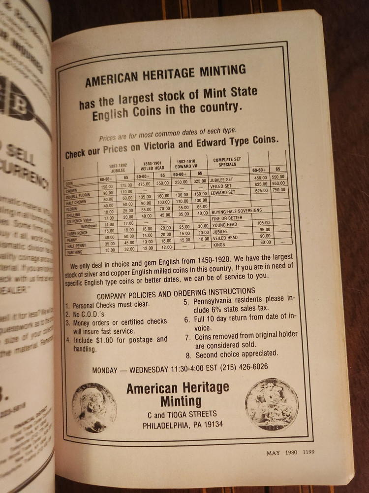 FIVE ISSUES THE NUMISMATIST 1980 ANA