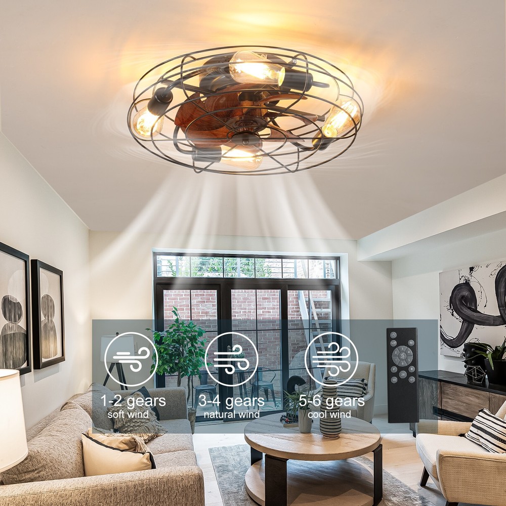 20'' farmhouse Low Profile Ceiling fan Lights With Remote Control