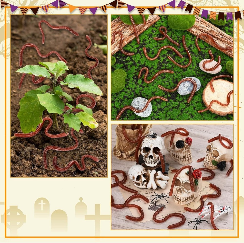 Stretchy Fake Worms Bundle - Halloween Prank