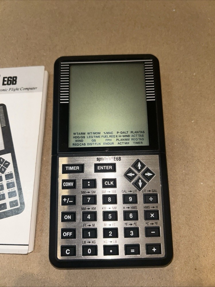 Sporty’s E6B Electronic Flight Computer w/ Case & Manuals Tested Pilot