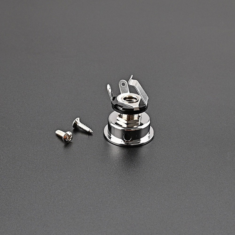 6.35mm Plug Socket Jack Plate Holder Electrosocket Electric Guitar Chrome Tool[