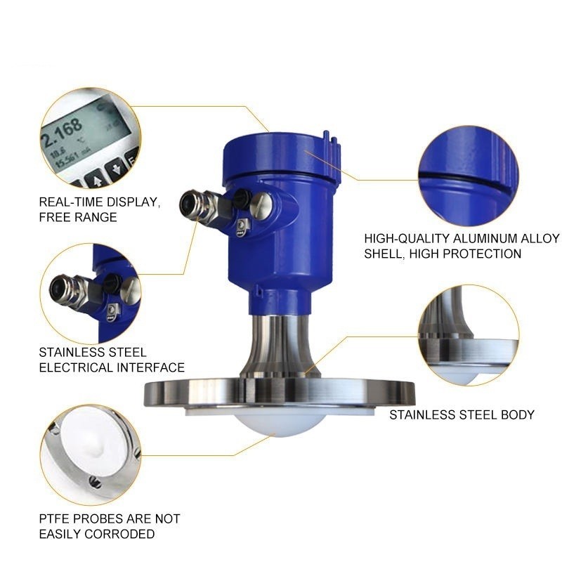 80G Radar Level Transmitter Radar Water Level Sensor Radar Level Meter Flange