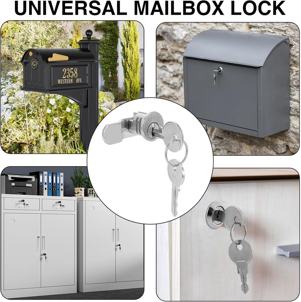 Mailbox Lock Replacement w/ 4 Keys Universal Secure Mail Box Lock Kit