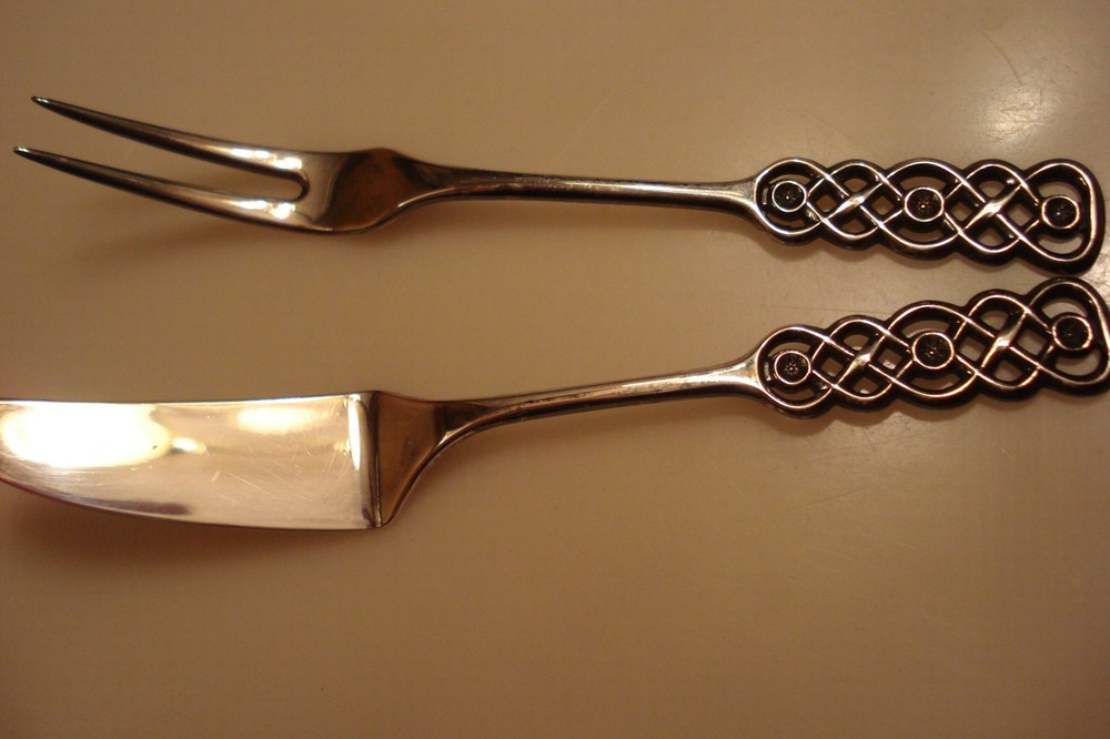 David Andersen 830S Silver Norwegian Ringebu Pickle/Butter Fork & Knife in Box