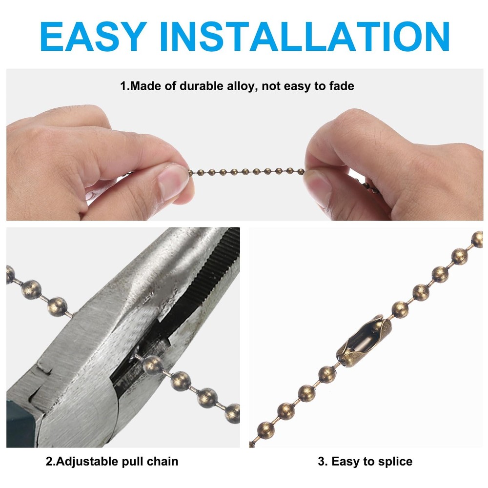 Ceiling Fan Pull Chain, 2 Pack 12" Decorative Crystal Pendant Chain Extender ...