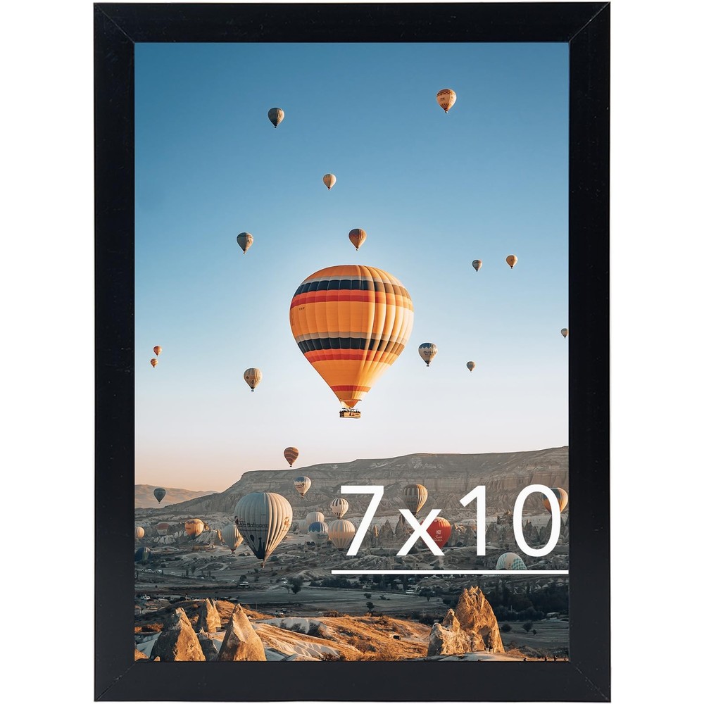 7X10 Picture Frame Black for Wall Hanging or Tabletop- Wall Mounting Horizontall