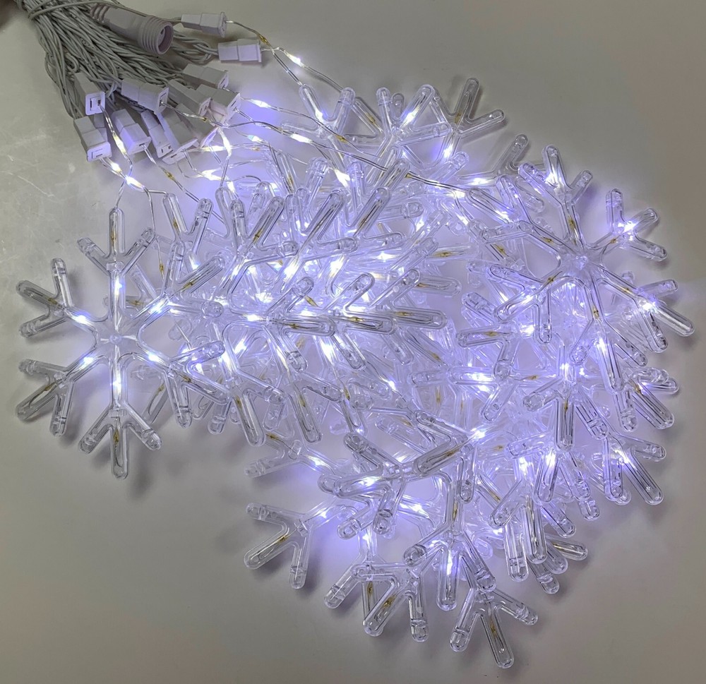 o'o'o . 80 Sparkling LED SNOW FLAKES . Christmas String Lights . Multiple Modes