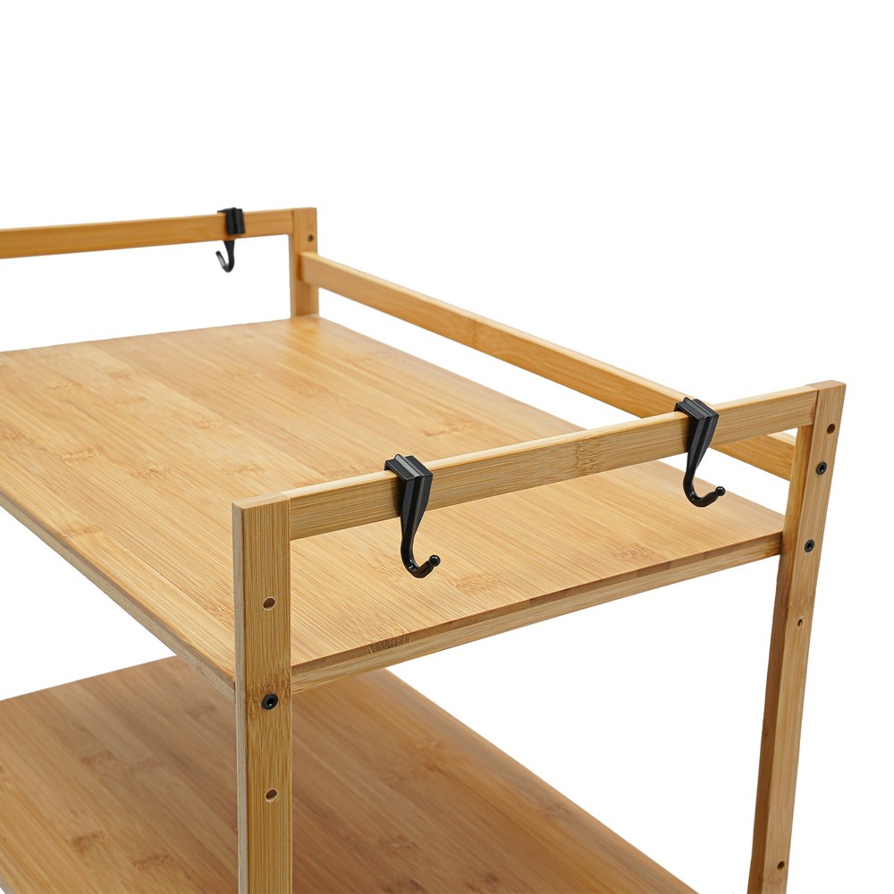 2-tier Bamboo Kitchen Rack, Microwave Oven Stand, Storage Shelf Organizer Rack